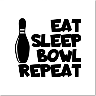 Bowling eat sleep bowl repeat Posters and Art